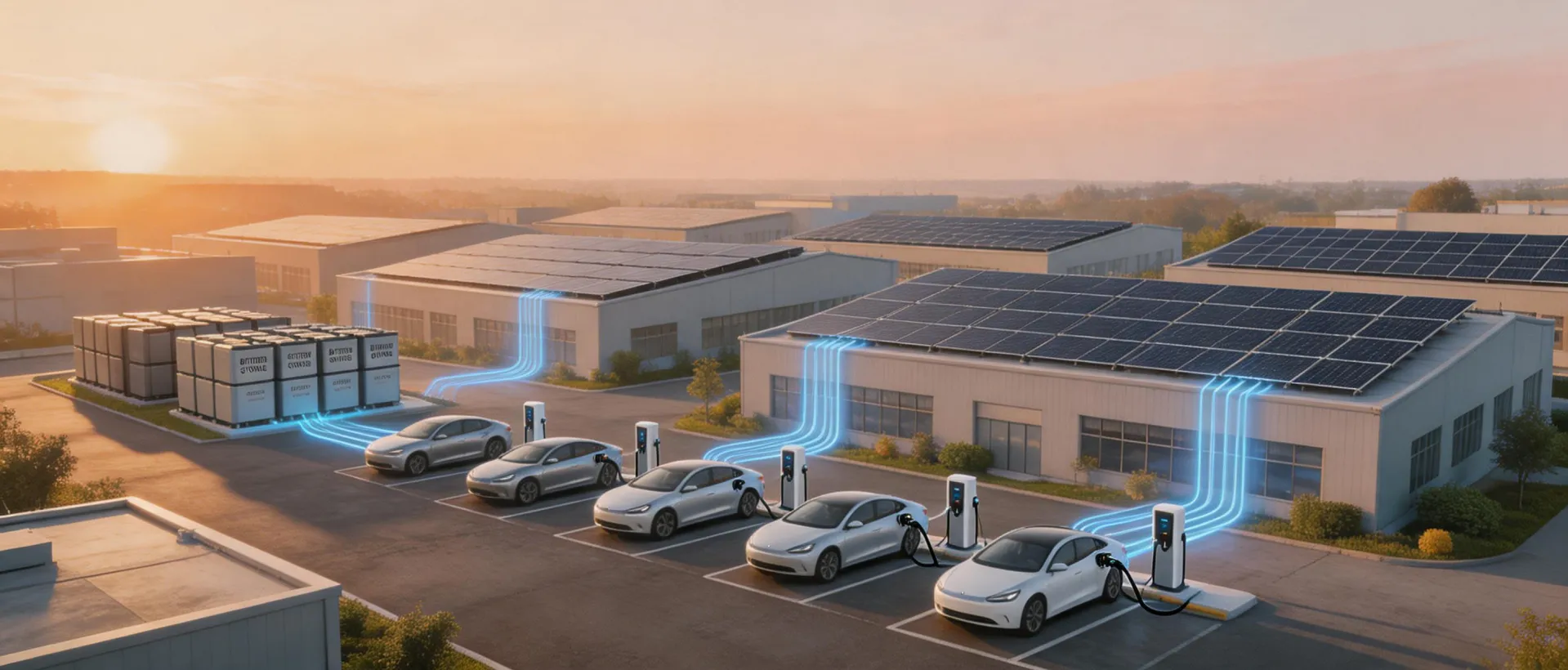 Integrated solar and battery campus
